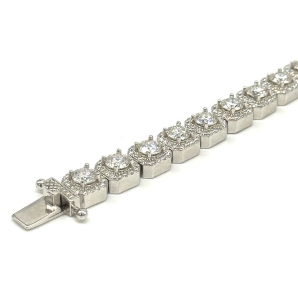 925 Silver, 11.5CTW Ice Cube Moissanite Bracelet - 8.5 - Picture 4 of 8